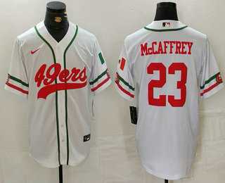 Men's San Francisco 49ers #23 Christian McCaffrey White Mexico Cool Base Stitched Baseball Jersey,We sell and wholesale Men's San Francisco 49ers #23 Christian McCaffrey White Mexico Cool Base Stitched Baseball Jersey on line form chian!